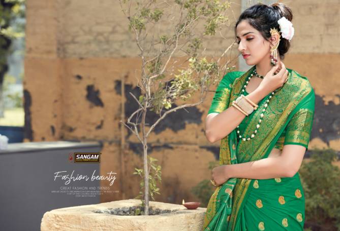 Sangam Indrani Silk Designer Fancy Latest Festive Wear Soft Silk Saree Collection